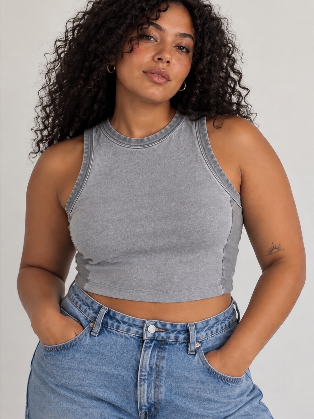 SKIMS Outdoor Basics Crew Neck Tank Washed Gray XL 90s Minimalist